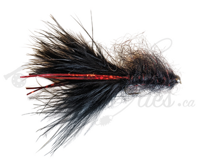 Tungsten Beadhead Leech Black/Red - Trickflies.ca