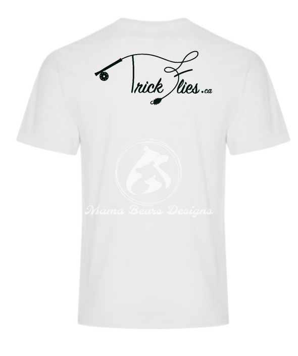 Trickflies.ca T-Shirt White Men's Back - Trickflies.ca