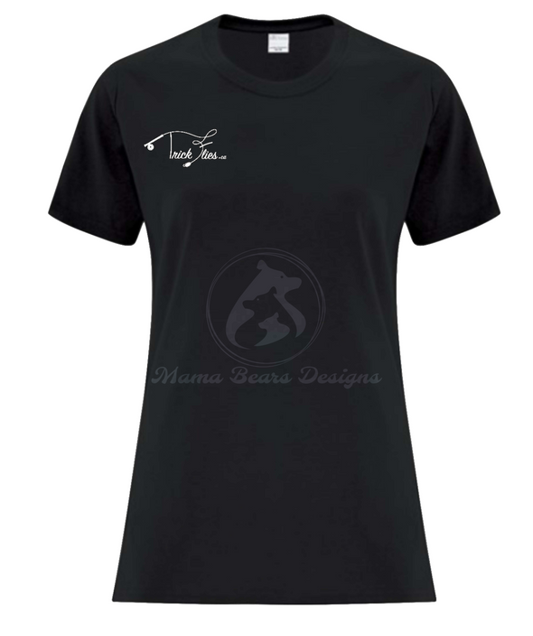 Trickflies.ca T-Shirt Black Women's Front - Trickflies.ca