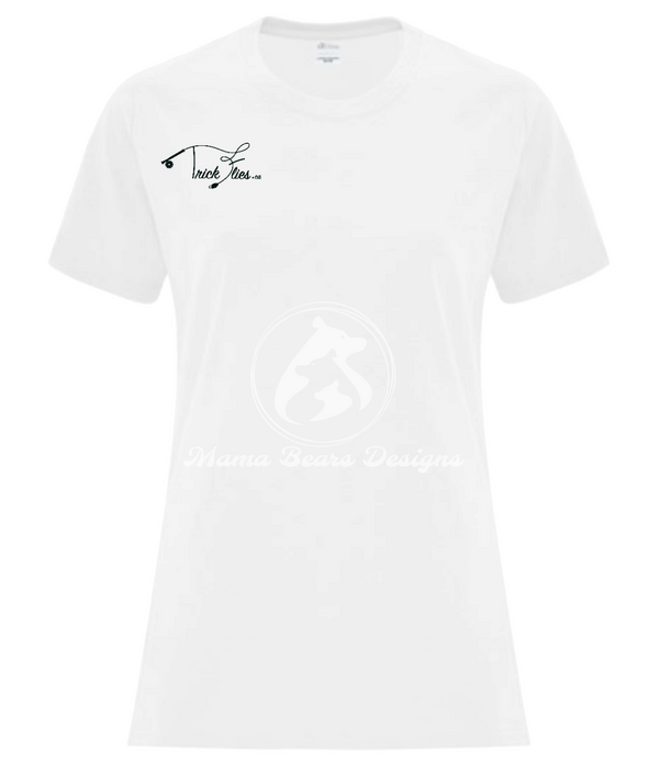 Trickflies.ca T-Shirt White Women's Front - Trickflies.ca