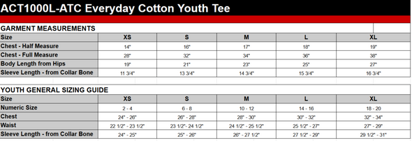 Youth T-shirt Sizing Guide - Trickflies.ca